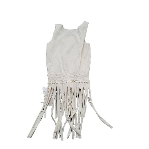 Jak & Peppar Girls Size 5 White Arc Angle Boho Fringe Tank - Picture 1 of 4